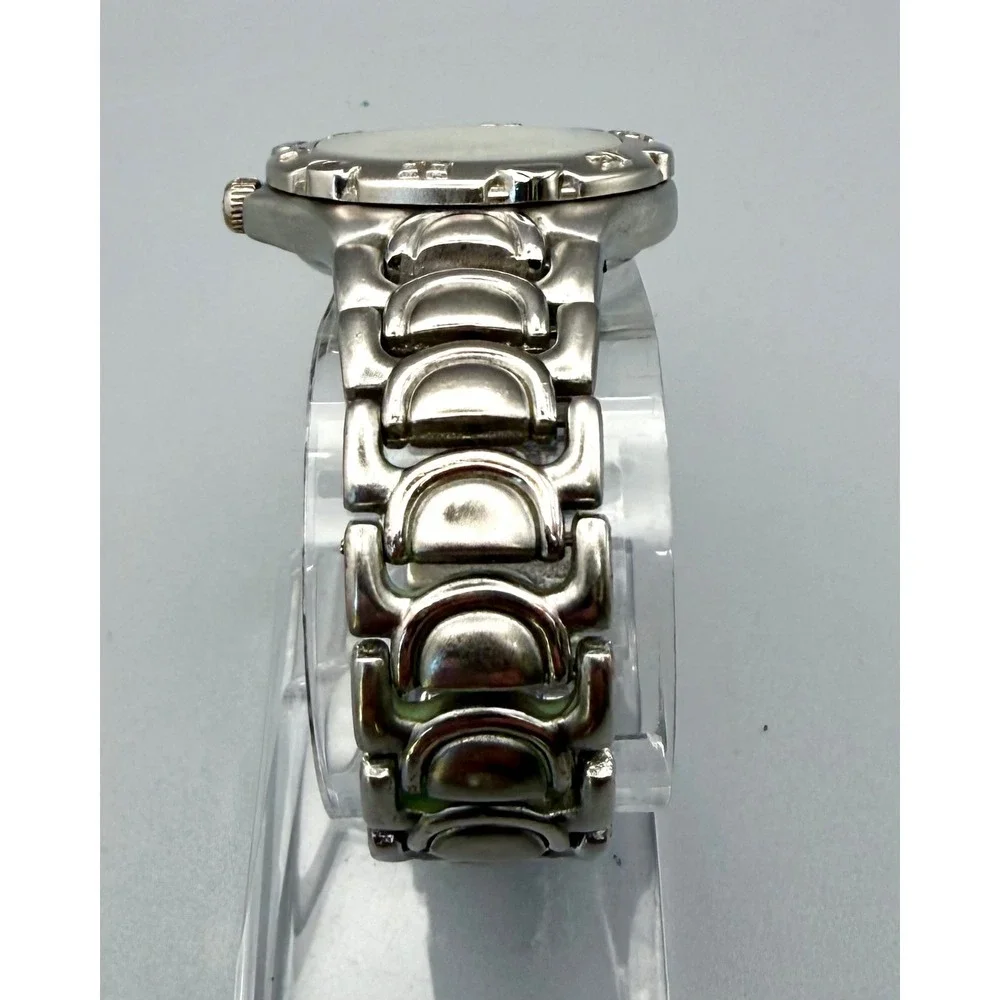 Vintage Ellesse Swiss Quartz Watch 200M Silver Tone Date Bracelet